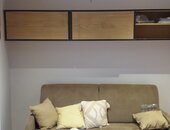 meuble de rangement bois / métal sur pieds métal + meuble mural bois/ metal slideline