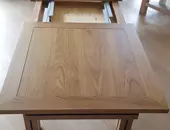 table chêne massif 2 ml + rallonges centrales de 50 cm incrustation laque noir mat