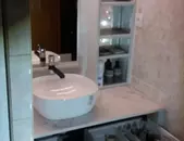 meuble salle de bain en hêtre - finition laquée gris versailles